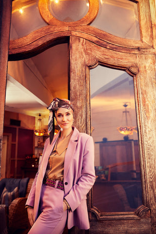 Belisa Printed Turban With Ribbons