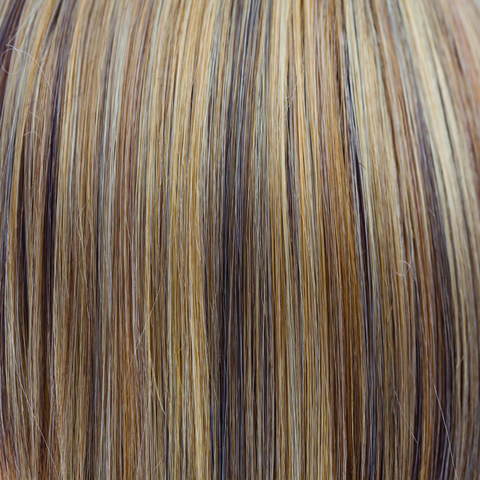 Butter Pecan  -  A pecan blond which melts into many tones of warmth, runs into a toasted pecan white. The creams throughout it look extremely natural and blend through the length. This multidimensional blond is lovely, luscious and really warms the skin tone.