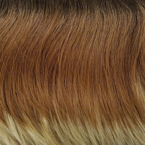Melted Coconut  -  A dark rich brown root with soft golden medium brown at middle and warm white ends. A beautiful, but natural looking blend!
