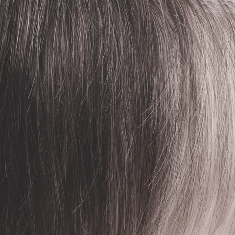 Midnight Pearl  -  A smoky fused gray stone base with off-black roots. This cool, unique and stunning gray gives a lush appearance that enhances any style with a beauty boost.