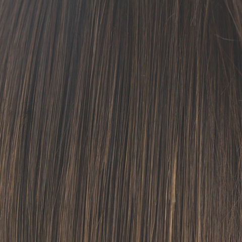 Mocha Brown  -  A soft, warm dark brown base with ashy light brown highlights. These sectional highlights at the face and nape create a totally mesmerizing look.