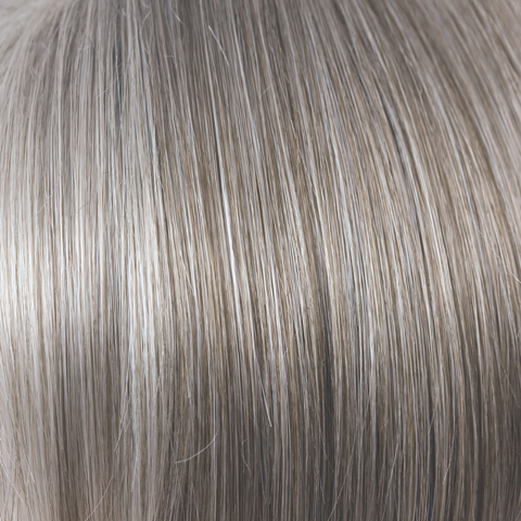 Sandy Silver  -  This gray tone is a warm, medium brown base with a mix of silvery white highlights. The color gradually goes from lighter at front to darker at nape. 