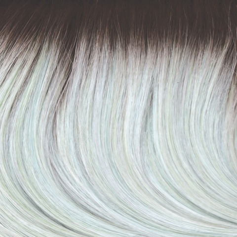 Seaglass-R  -  This beige brown rooted color is captivating. The root seamlessly smudges into a pale peppermint green with hints of blue jade.